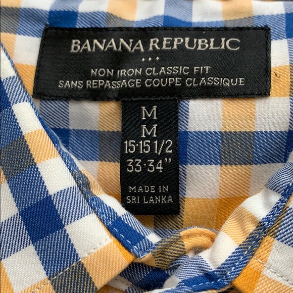 Banana Republic- Men’s plaid blue, yellow, and white long sleeve - Picture 2 of 3